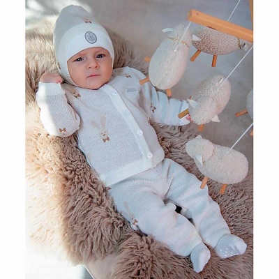 Комплект Зайка кардиган с капюшоном и брюки Наследникъ НВ6025-ЭК-БЖ 1